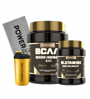 PACK BCAA MICRO INSTANT 500G.+GLUTAMINA+REGALO TOALLA Y SHAKER