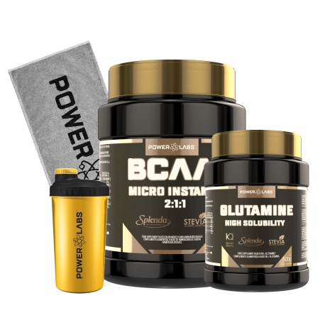PACK BCAA MICRO INSTANT 500G.+GLUTAMINA+REGALO TOALLA Y SHAKER